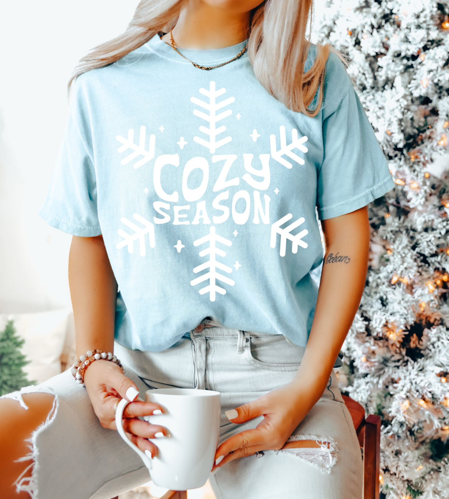 Frosty Blue Cozy Season Snowflake Tee
