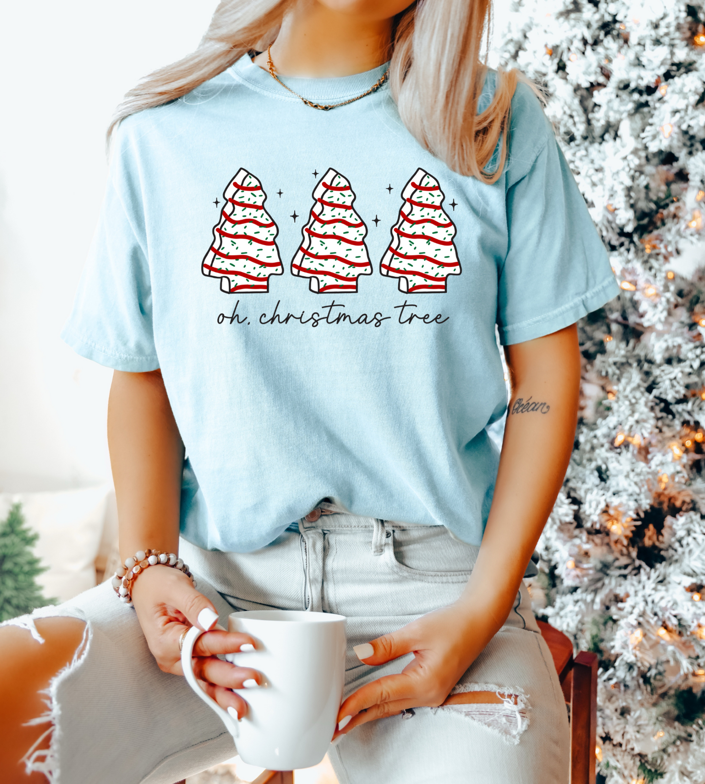 Frosty Blue Christmas Cake Tee
