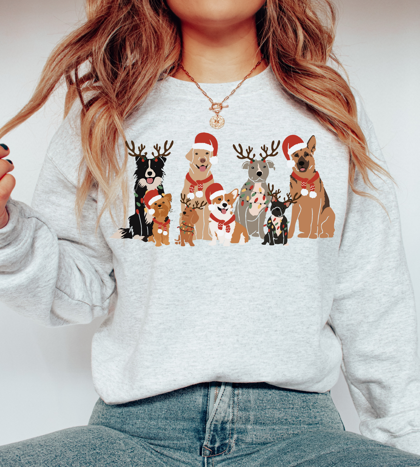 Ash Christmas Dogs Crewneck