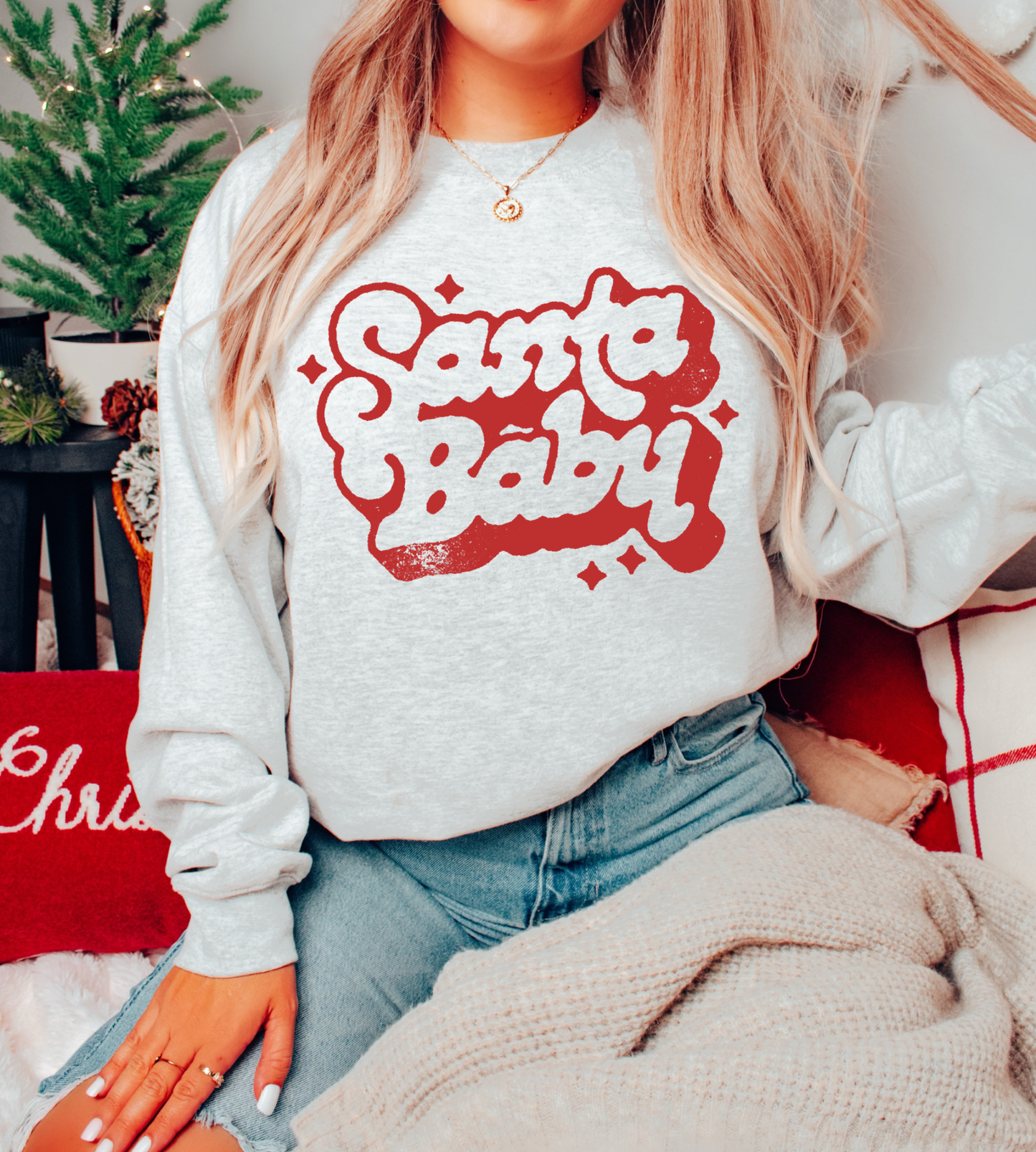 Ash Vintage Santa Baby Christmas Crewneck