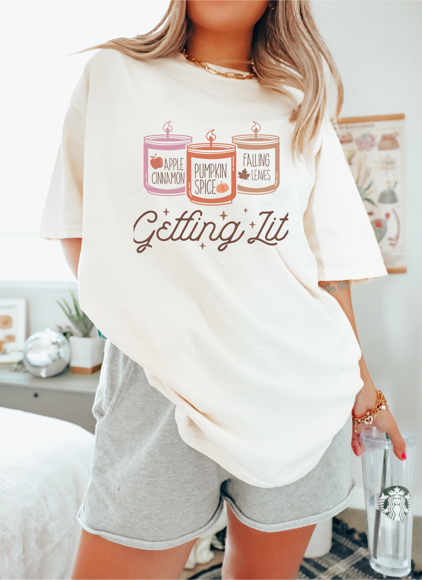 Ivory Get Lit For Fall Tee