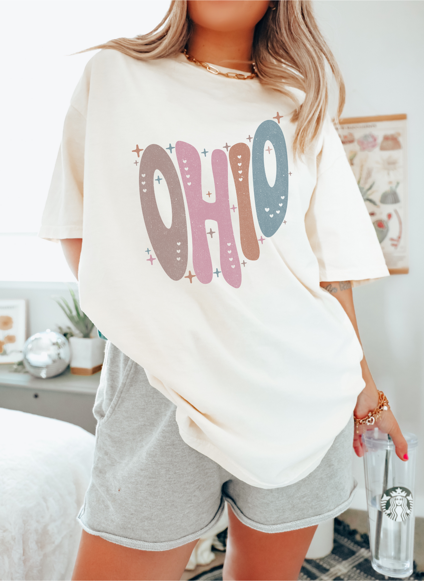 Cream Ohio Vintage Style Tee