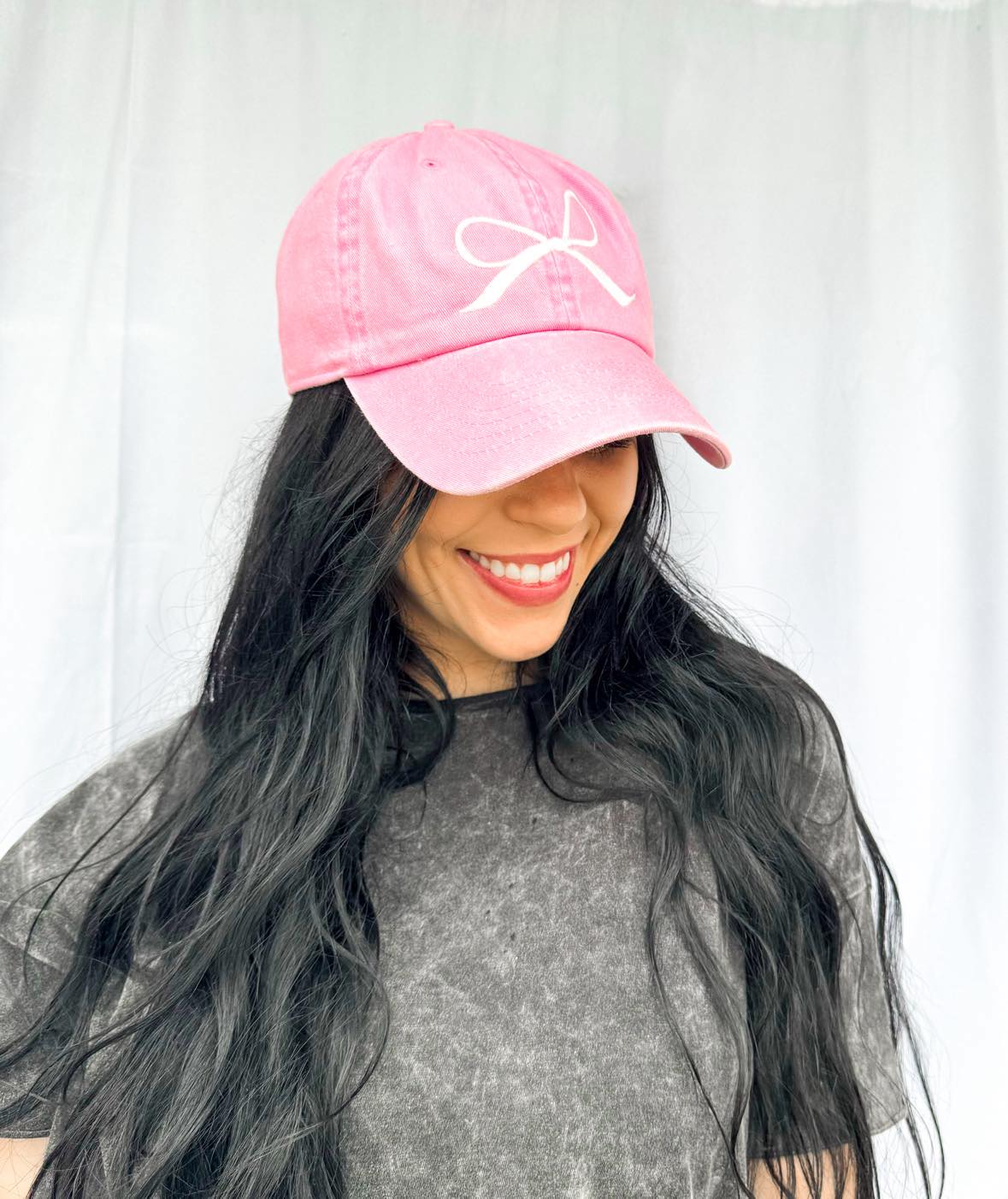 Embroidered Pink Bow Dad Baseball Cap