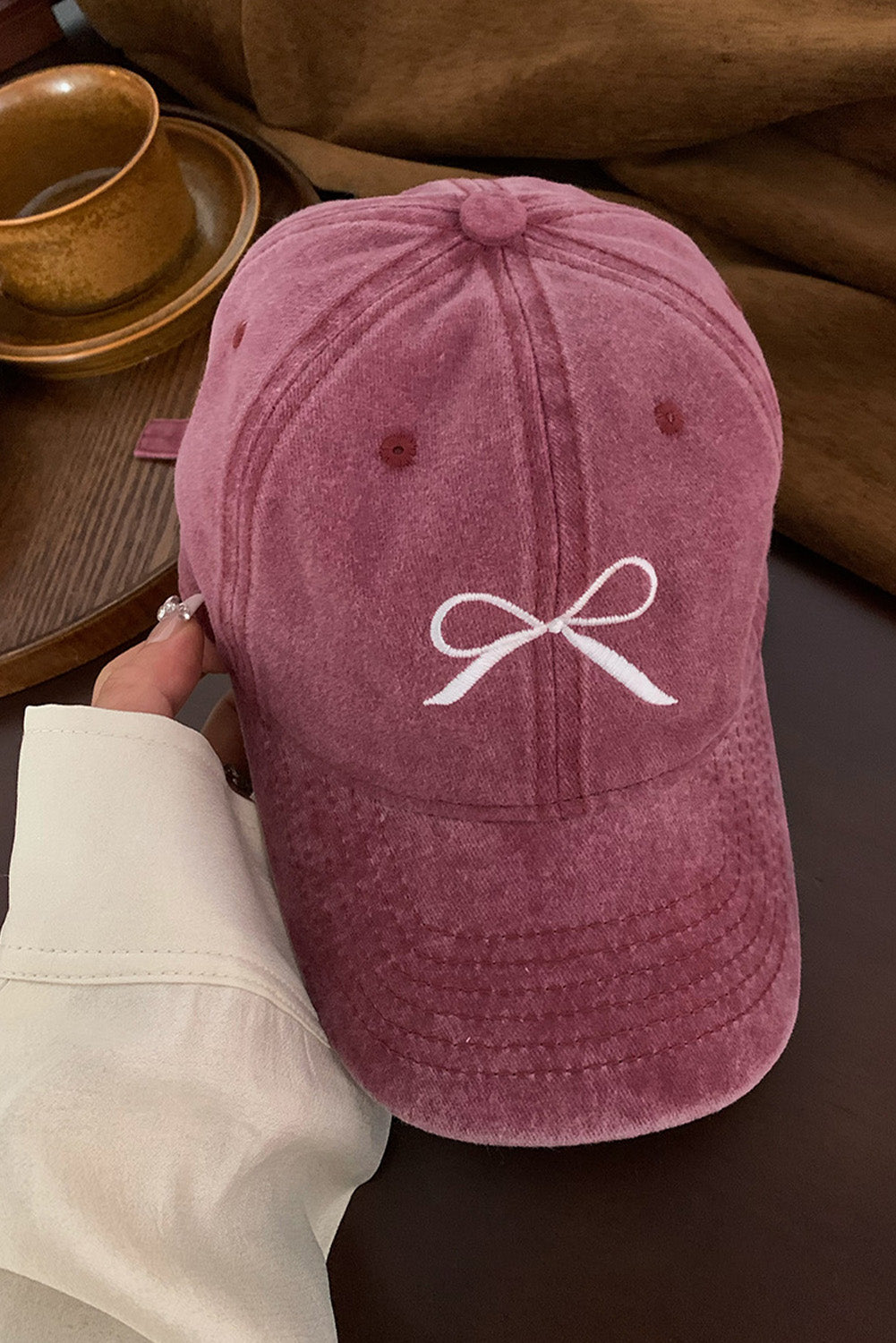 Embroidered Pink Bow Dad Baseball Cap